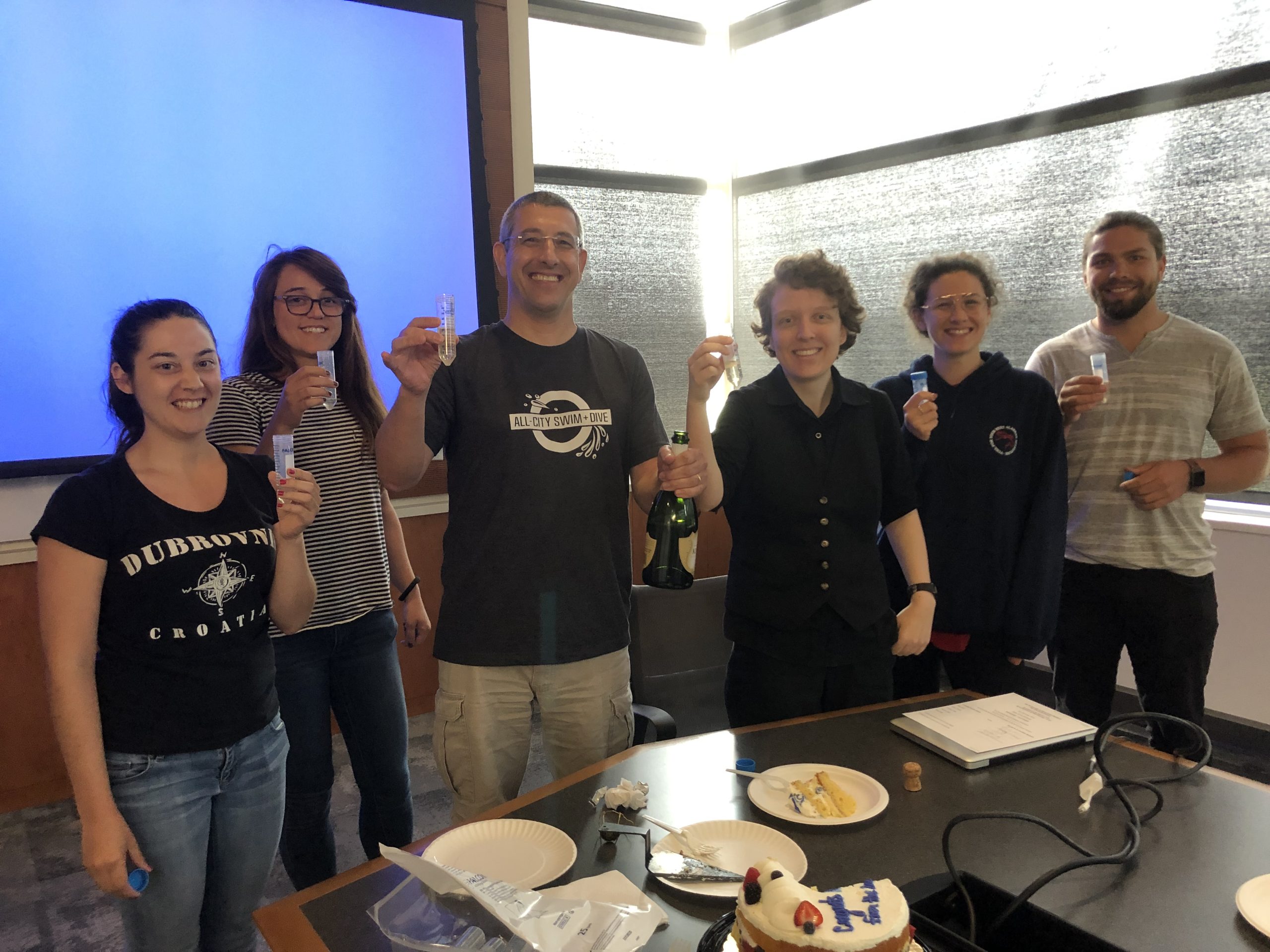 Lab photo at Emily's defense celebration party