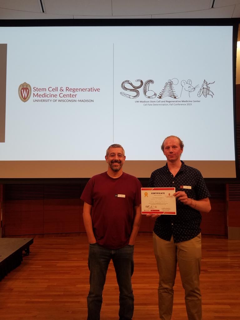 Barak with Matthew winning poster award in SCRMC 2023