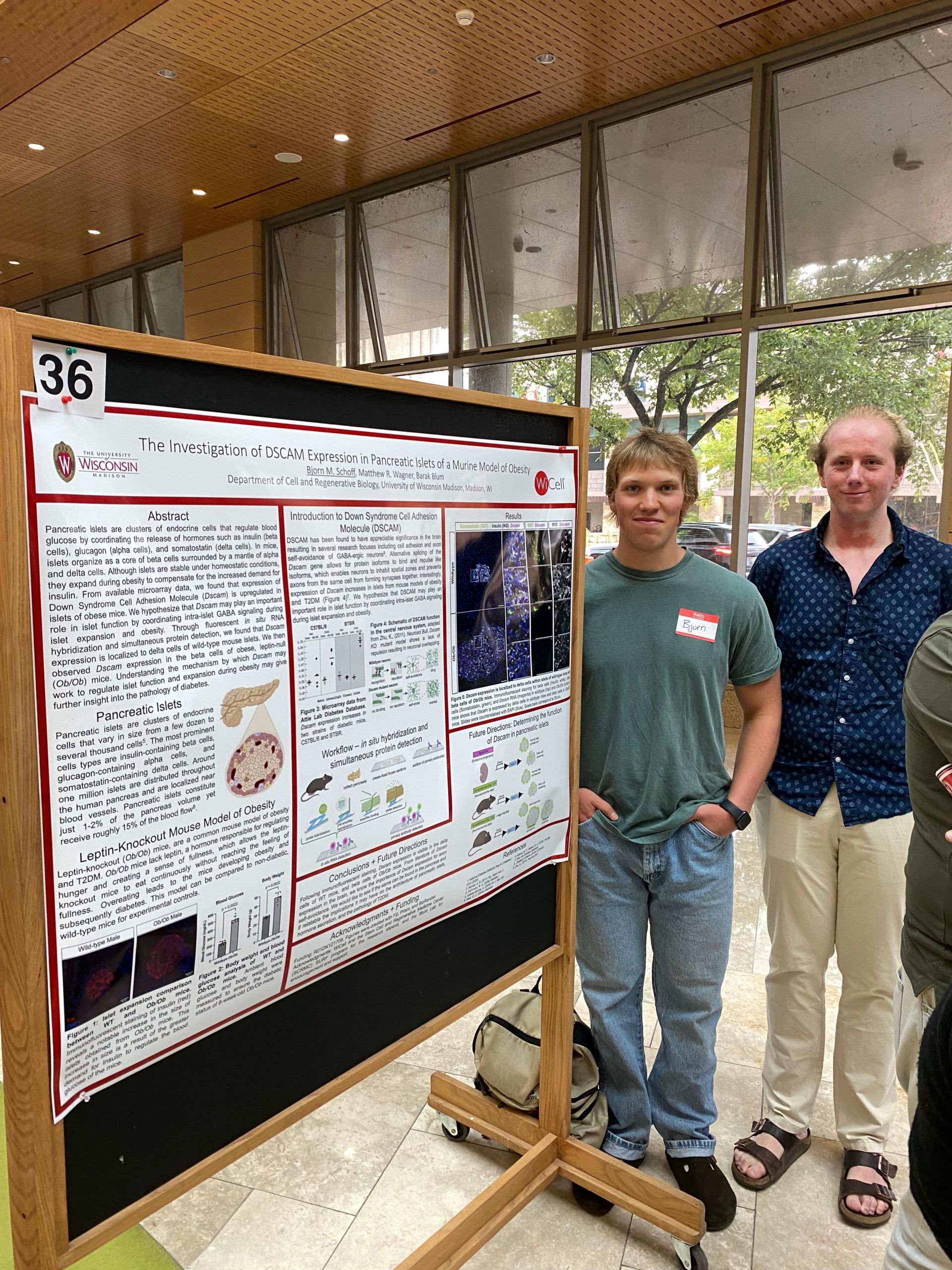 Bjorn and Matthew with Bjorn's poster at the Stem Cell and Regenerative Medicine Center Fall Conference in September, 2024